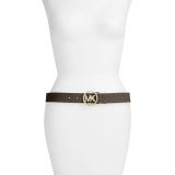 MICHAEL Michael Kors Logo Reversible Leather Belt_CHOCOLATE/ BLACK