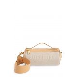 Burberry Embossed Logo Canvas & Leather Barrel Bag_SOFT FAWN/ WARM SAND