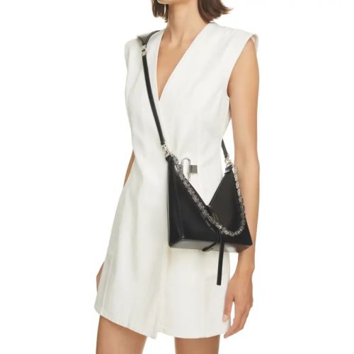 지방시 Givenchy Mini Cutout Chain Strap Leather Crossbody Bag_BLACK