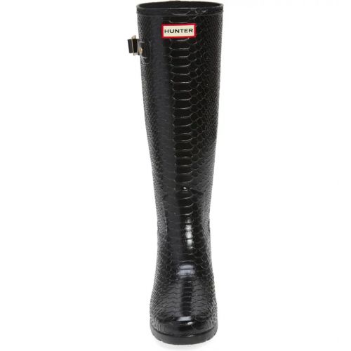 헌터 Hunter Original Embossed Refined Tall Waterproof Rain Boot_BLACK