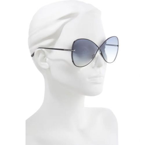 탐포드 Tom Ford Nickie 66mm Gradient Oversize Butterfly Sunglasses_SHINY BLACK/ SMOKE Gradient