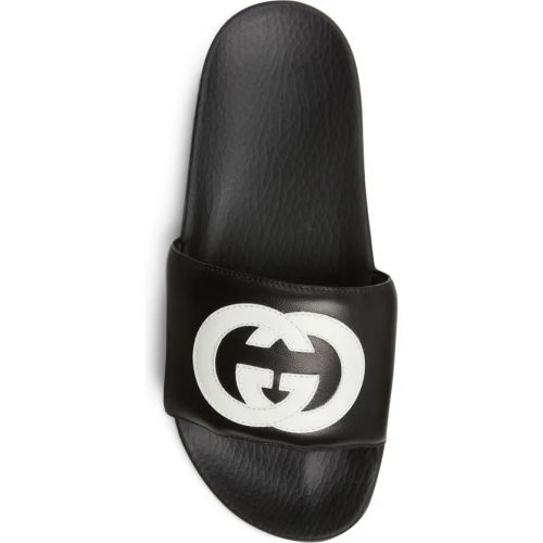 구찌 Gucci Pursuit Logo Slide Sandal_BLACK/ WHITE