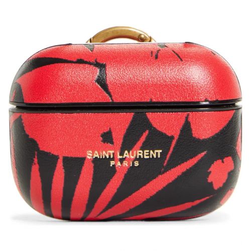 이브 생로랑 Saint Laurent Tropical Print Leather AirPods Pro Case_NERO/ ROUGE/ BLACK MATTE