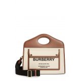 Burberry Small Two-Tone Canvas & Leather Pocket Bag_NATURAL/MALTBROWN