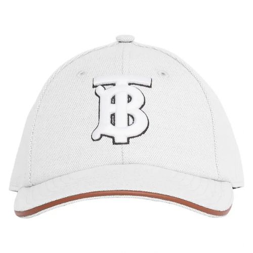 버버리 Burberry Embroidered TB Monogram Baseball Cap_White