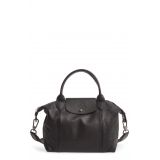 Longchamp Le Pliage Cuir Leather Shoulder Bag_BLACK