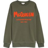 Alexander McQueen Womens Graffiti Logo Sweatshirt_KHAKI / ORANGE
