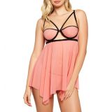 iCollection Strappy Babydoll Chemise_PEACH-PINK