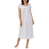 Eileen West Lace Trim Cotton Jersey Nightgown_WHITE DITSY
