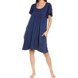 Papinelle Paninelle Flutter Sleeve Pleated Stretch Modal Nightgown_NAVY