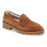 Jimmy Choo Deanna Genuine Shearling Penny Loafer_TAN/ NATURAL