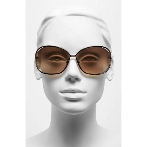 탐포드 Tom Ford Carla 66mm Oversized Round Metal Sunglasses_BROWN/ BROWN