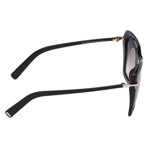 탐포드 Tom Ford Leah 64mm Gradient Polarized Oversize Butterfly Sunglasses_SHINY BLACK / Gradient SMOKE