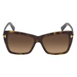 Tom Ford Leah 64mm Gradient Polarized Oversize Butterfly Sunglasses_DARK HAVANA / Gradient BROWN