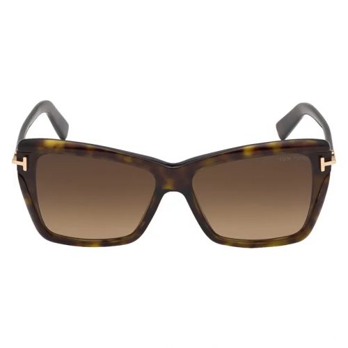 탐포드 Tom Ford Leah 64mm Gradient Polarized Oversize Butterfly Sunglasses_DARK HAVANA / Gradient BROWN