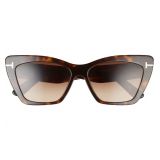 Tom Ford Wyatt 56mm Gradient Cat Eye Sunglasses_SHINY DARK HAVANA / BROWN