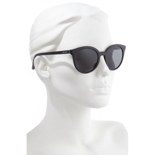 프라다 Prada 53mm Round Cat Eye Sunglasses_BLACK/ GREY GRADIENT