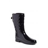 Hunter Refined High Gloss Quilted Short Waterproof Rain Boot_BLACK