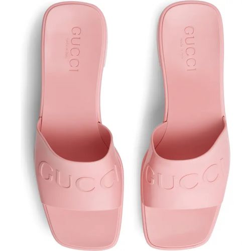 구찌 Gucci Rubber Logo Platform Slide Sandal_WILD ROSE