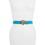 Dolce&Gabbana Devotion Logo Heart Buckle Leather Belt_BLUE