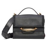 Alexander McQueen Small Double Flap Leather Shoulder Bag_BLACK/ RED