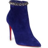 Christian Louboutin Booty Spike Chain Pointed Toe Bootie_NIGHT/ SILVER