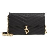 Rebecca Minkoff Edie Quilted Leather Wallet on a Chain_BLACK