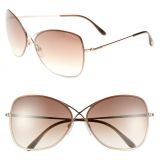 Tom Ford Colette 63mm Oversize Sunglasses_SHINY ROSE GOLD/ DARK BROWN