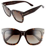 Tom Ford Beatrix 52mm Polarized Gradient Square Sunglasses_DARK HAVANA/ BROWN