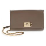 Salvatore Ferragamo The Studio Leather Wallet on a Chain_CARAWAY SEED