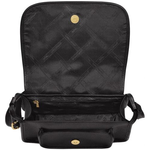  Longchamp Le Foulonne Leather Crossbody Bag_BLACK
