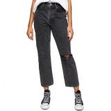 Topshop Chicago Ripped Knee High Waist Dad Jeans_WASHED BLACK
