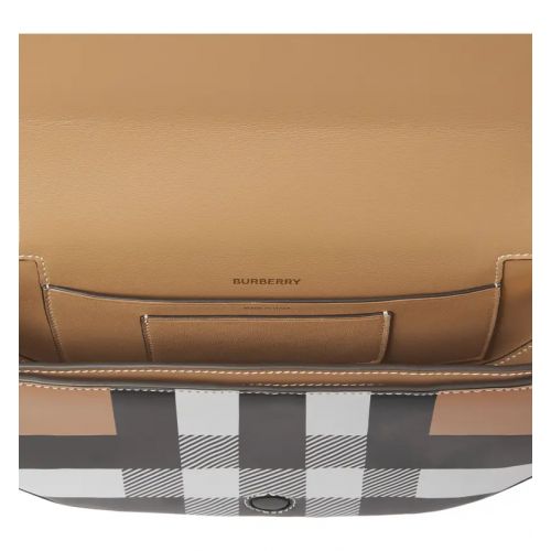 버버리 Burberry Small Olympia Check Leather Shoulder Bag_CAMEL