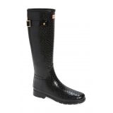 Hunter Original Embossed Refined Tall Waterproof Rain Boot_BLACK