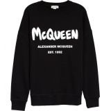 Alexander McQueen Womens Graffiti Logo Sweatshirt_BLACK/ WHITE