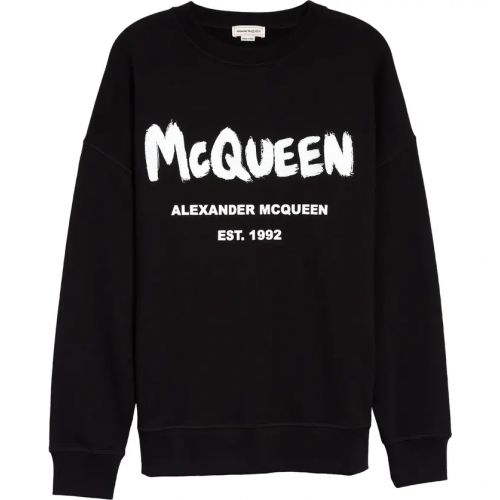 알렉산더 매퀸 Alexander McQueen Womens Graffiti Logo Sweatshirt_BLACK/ WHITE