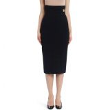 Dolce&Gabbana Logo High Waist Jersey Pencil Skirt_BLACK