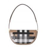 Burberry Small Olympia Check Leather Shoulder Bag_CAMEL