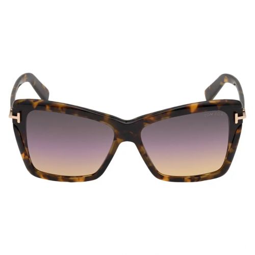 탐포드 Tom Ford Leah 64mm Gradient Polarized Oversize Butterfly Sunglasses_COLORED HAVANA/ Gradient SMOKE