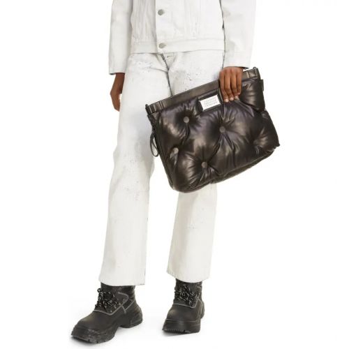 메종 마르지엘라 Maison Margiela Medium Glam Slam Leather Shoulder Bag_BLACK