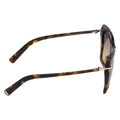 탐포드 Tom Ford Leah 64mm Gradient Polarized Oversize Butterfly Sunglasses_COLORED HAVANA/ Gradient SMOKE