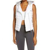 Blanc Noir Solitaire Hooded Quilted Vest_WHITE COMBO