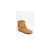 Minnetonka Fringed Moccasin Bootie_TAUPE