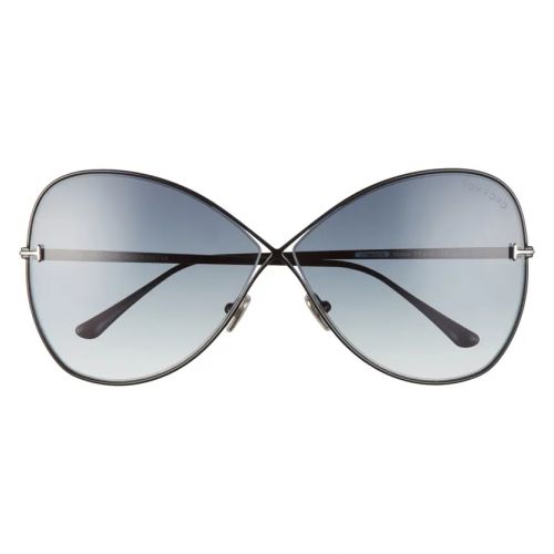 탐포드 Tom Ford Nickie 66mm Gradient Oversize Butterfly Sunglasses_SHINY BLACK/ SMOKE Gradient