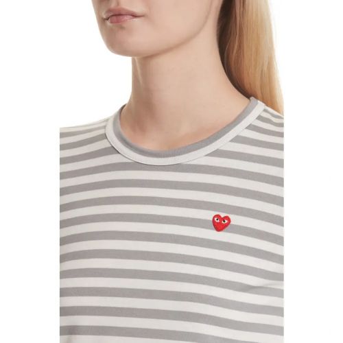 꼼데가르송 Comme des Garcons PLAY Stripe Long Sleeve T-Shirt_Grey