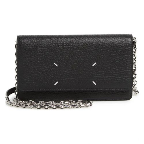메종 마르지엘라 Maison Margiela Glam Slam Leather Wallet on a Chain_BLACK