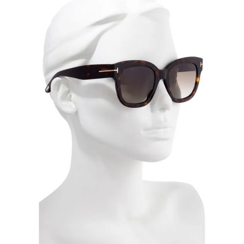 탐포드 Tom Ford Beatrix 52mm Polarized Gradient Square Sunglasses_DARK HAVANA/ BROWN
