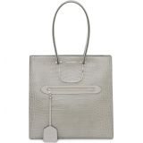 Alexander McQueen The Tall Story Croc Embossed Leather Tote_GREY