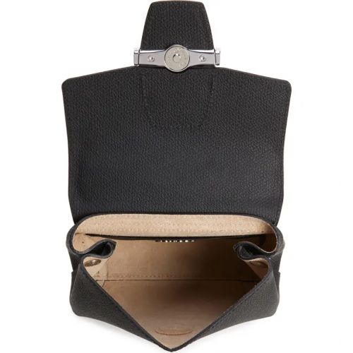  Longchamp Small Roseau Leather Crossbody Bag_BLACK