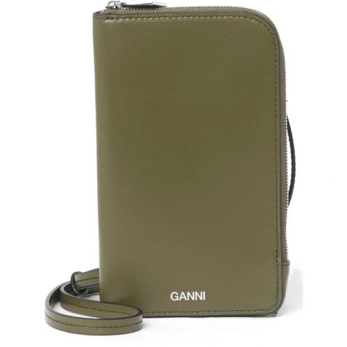 가니 Ganni Recycled Leather Phone Crossbody Bag_GREEN